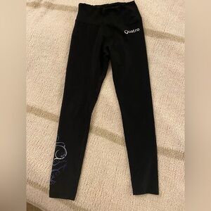 Quatro Black Leggings with Blue Detail